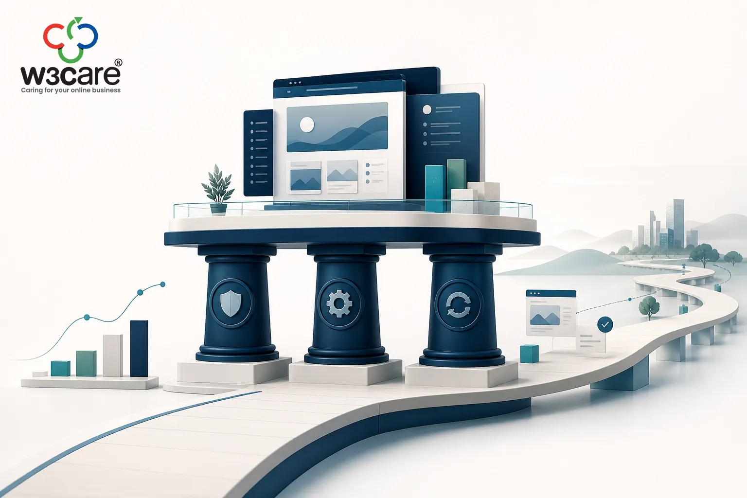 Business website supported by governance, maintainability and continuity, with a pathway towards future growth.