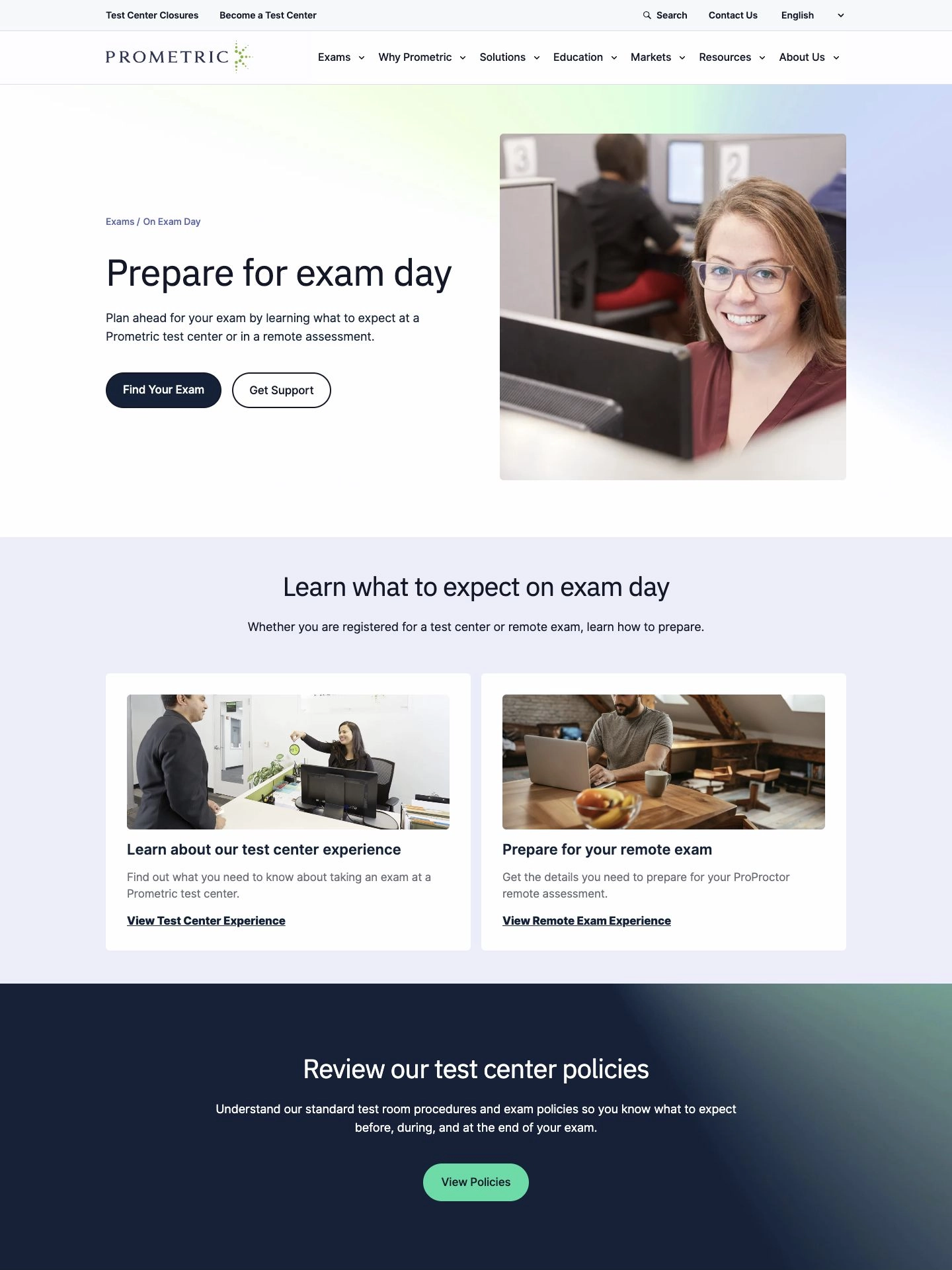 Prometric exam-day guidance for test center and remote testing experiences