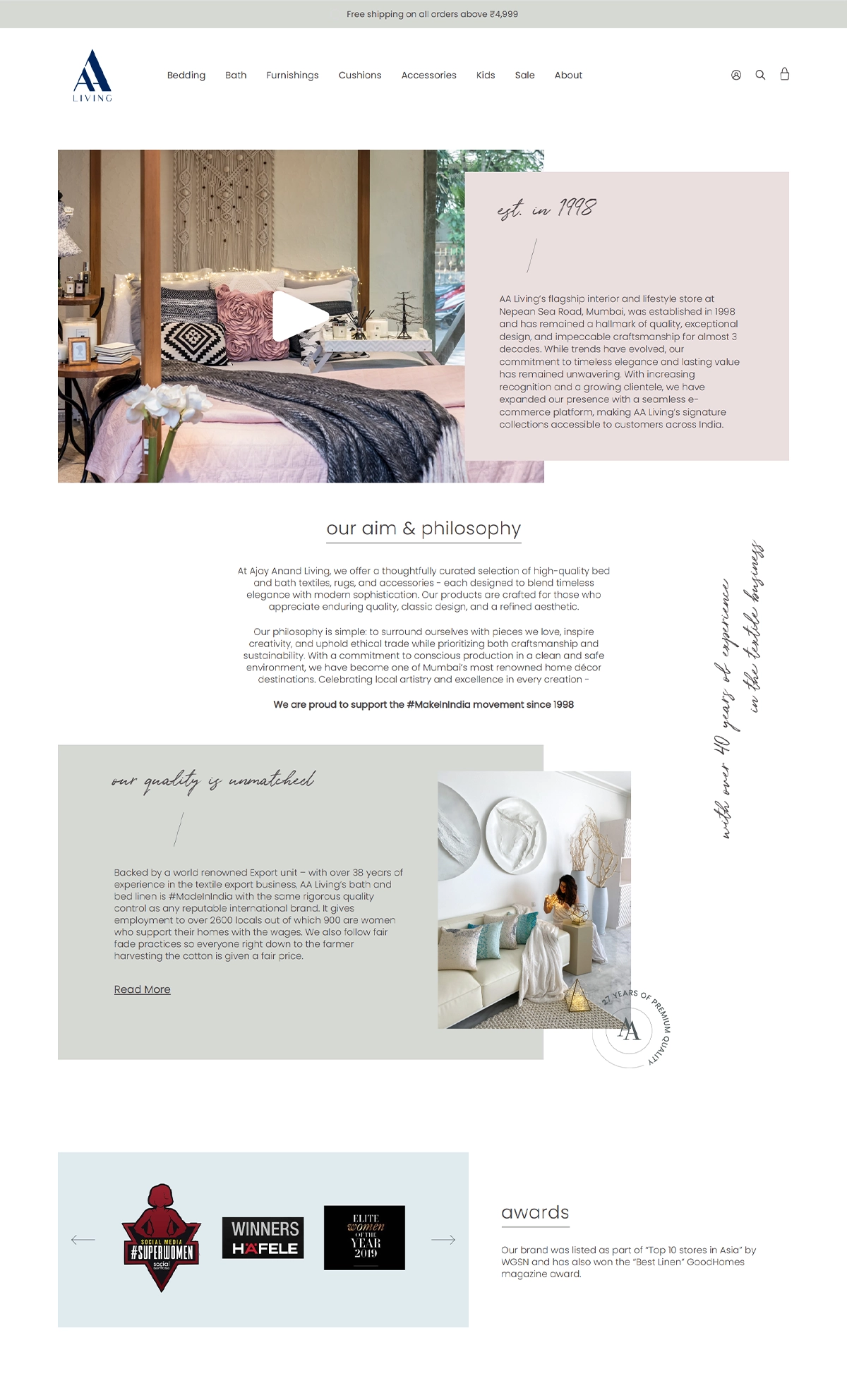AA Living Luxury Home Décor & Furnishings eCommerce Website Development