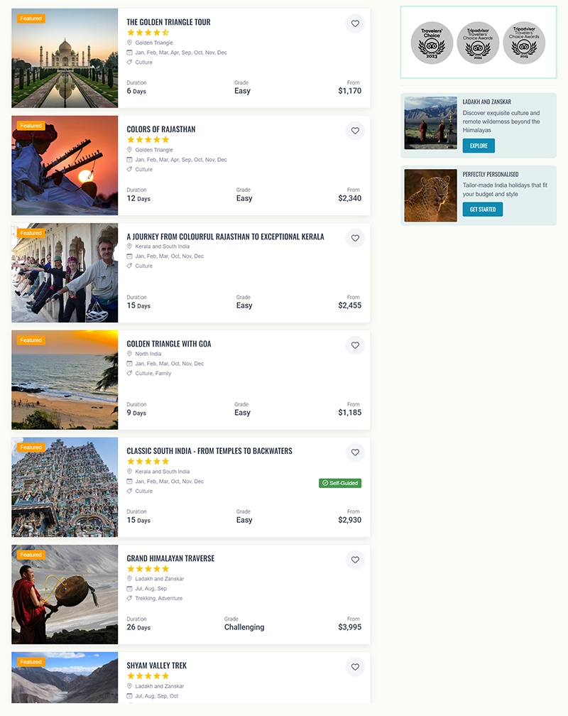 Active India Holidays Travel Portal