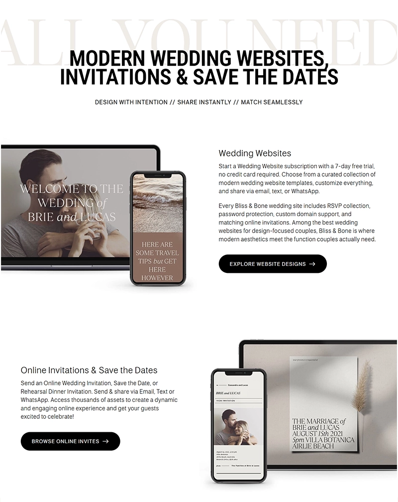 Bliss & Bone Digital Wedding Experience Platform