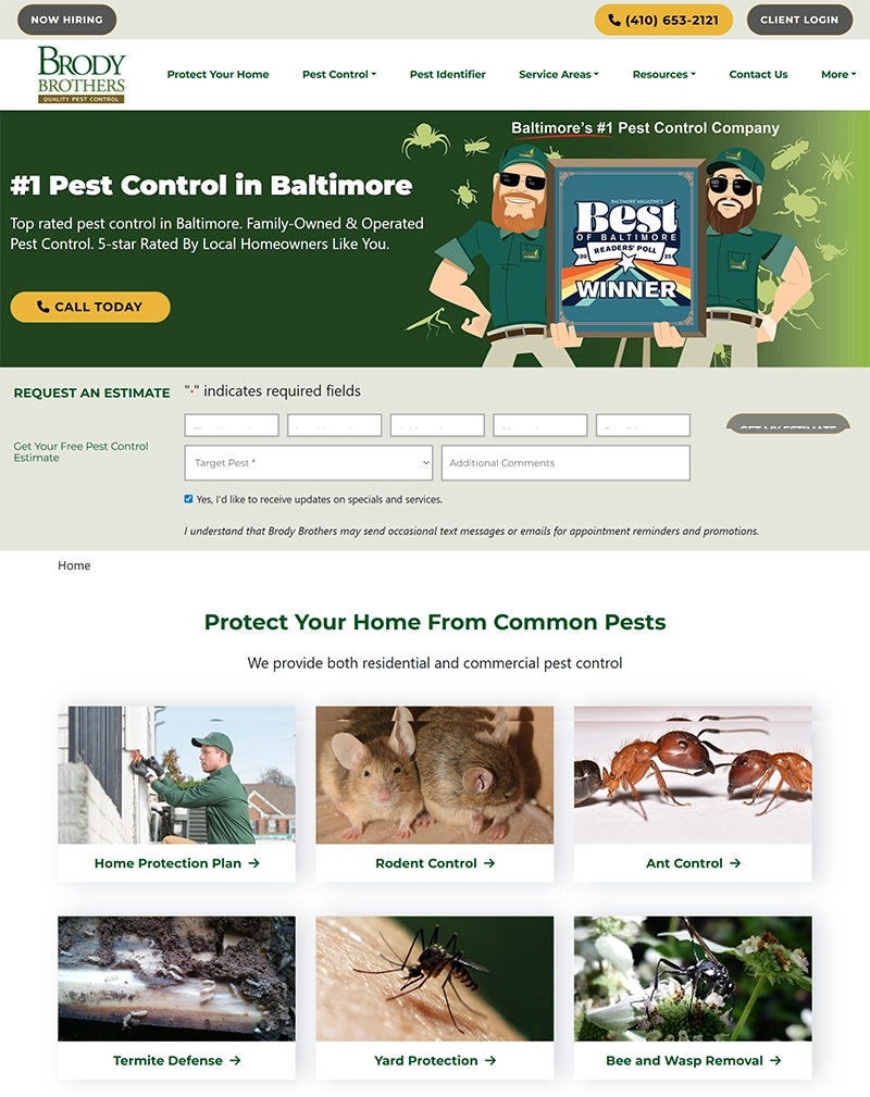 Pest Control Services Website Development