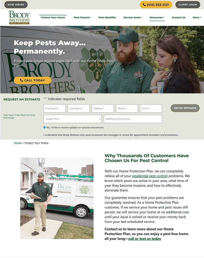 Pest Control Services Website Development