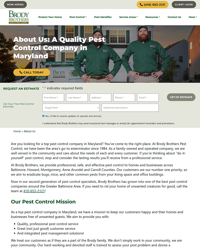 Pest Control Services Website Development