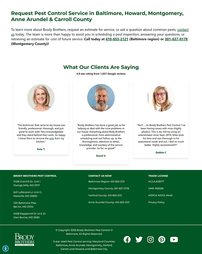 Pest Control Services Website Development