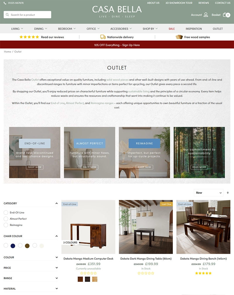 Elegant Furniture Retail Website for UK Lifestyle Brand