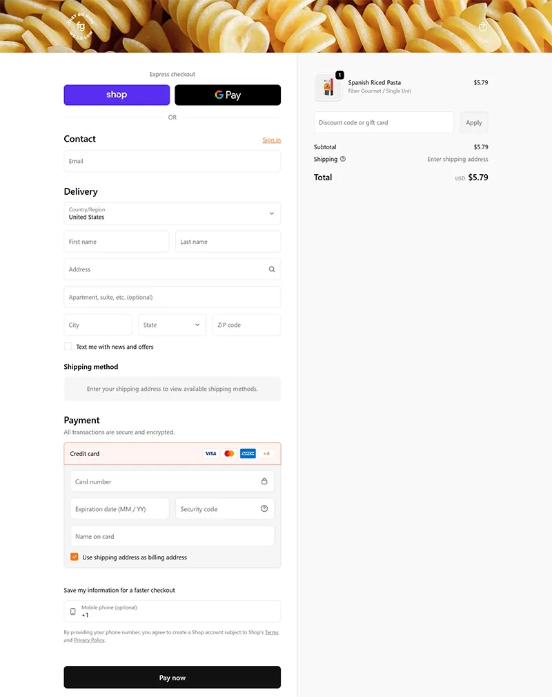 FiberGourmet - Food Brand E-Commerce Platform
