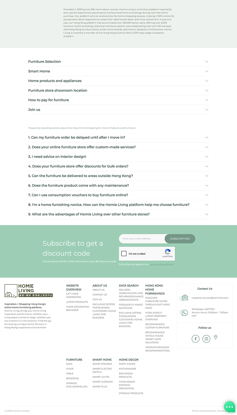 Homie Living Home Furnishing eCommerce Website Development