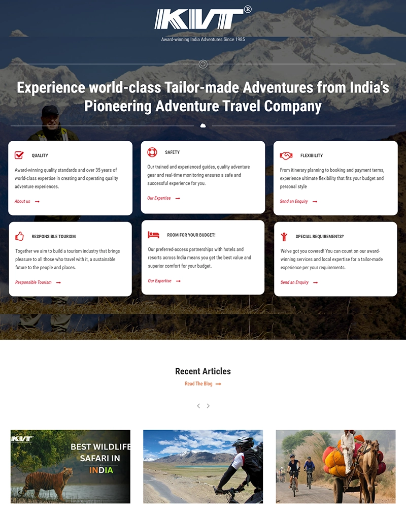 KVT Adventures Tour & Travel Website Portal