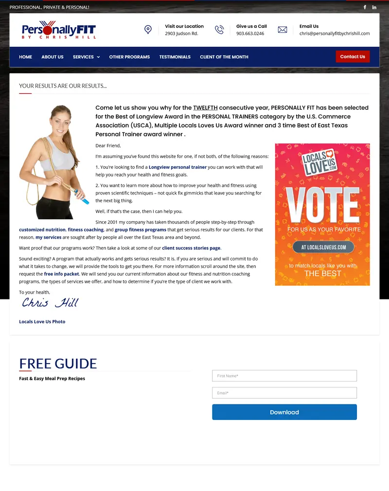 Longview Personal Trainer Website Development