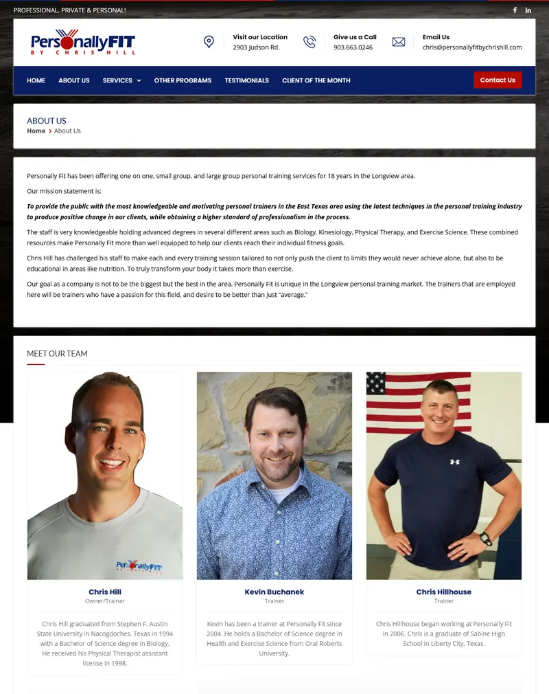 Longview Personal Trainer Website Development