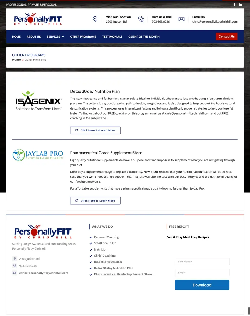 Longview Personal Trainer Website Development