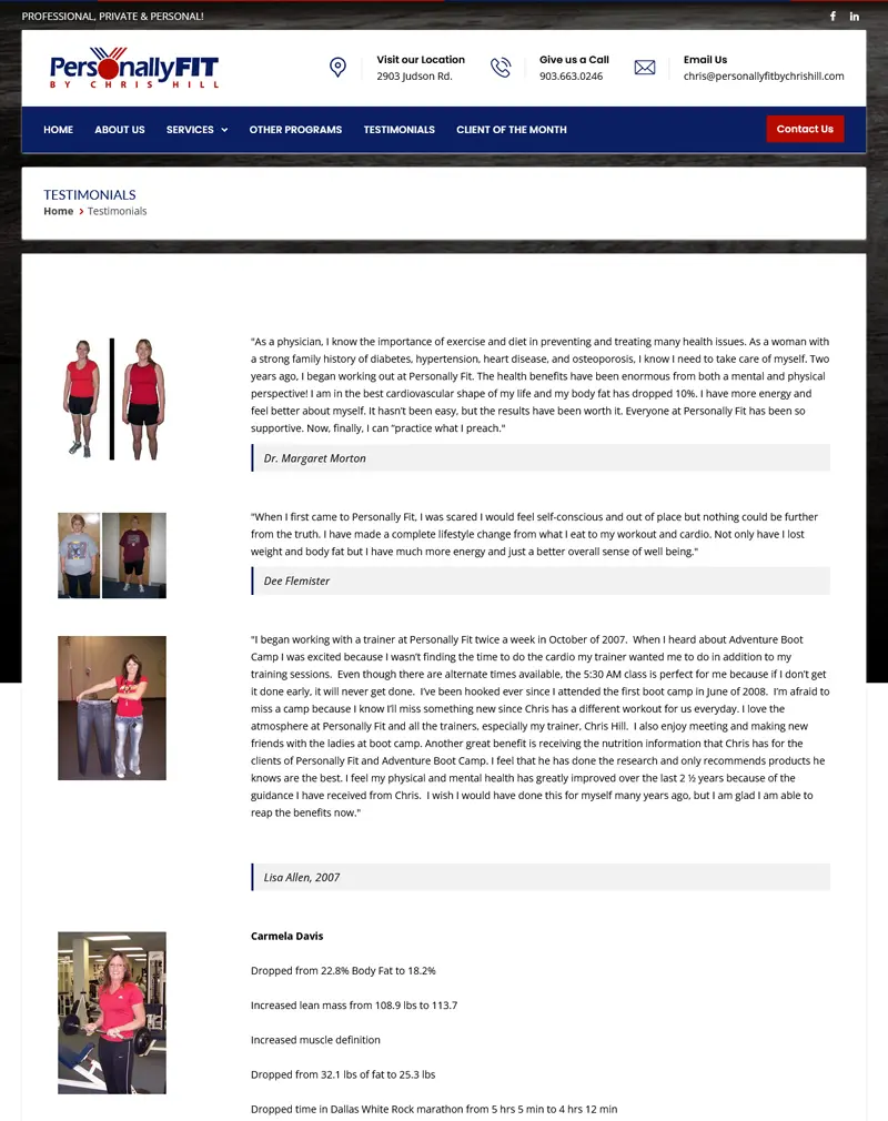 Longview Personal Trainer Website Development