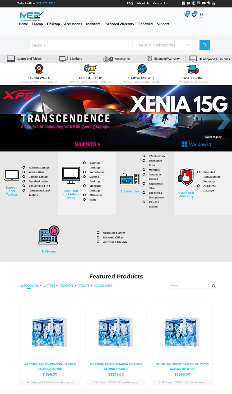 Michael Electronics eCommerce Website Development in Angular