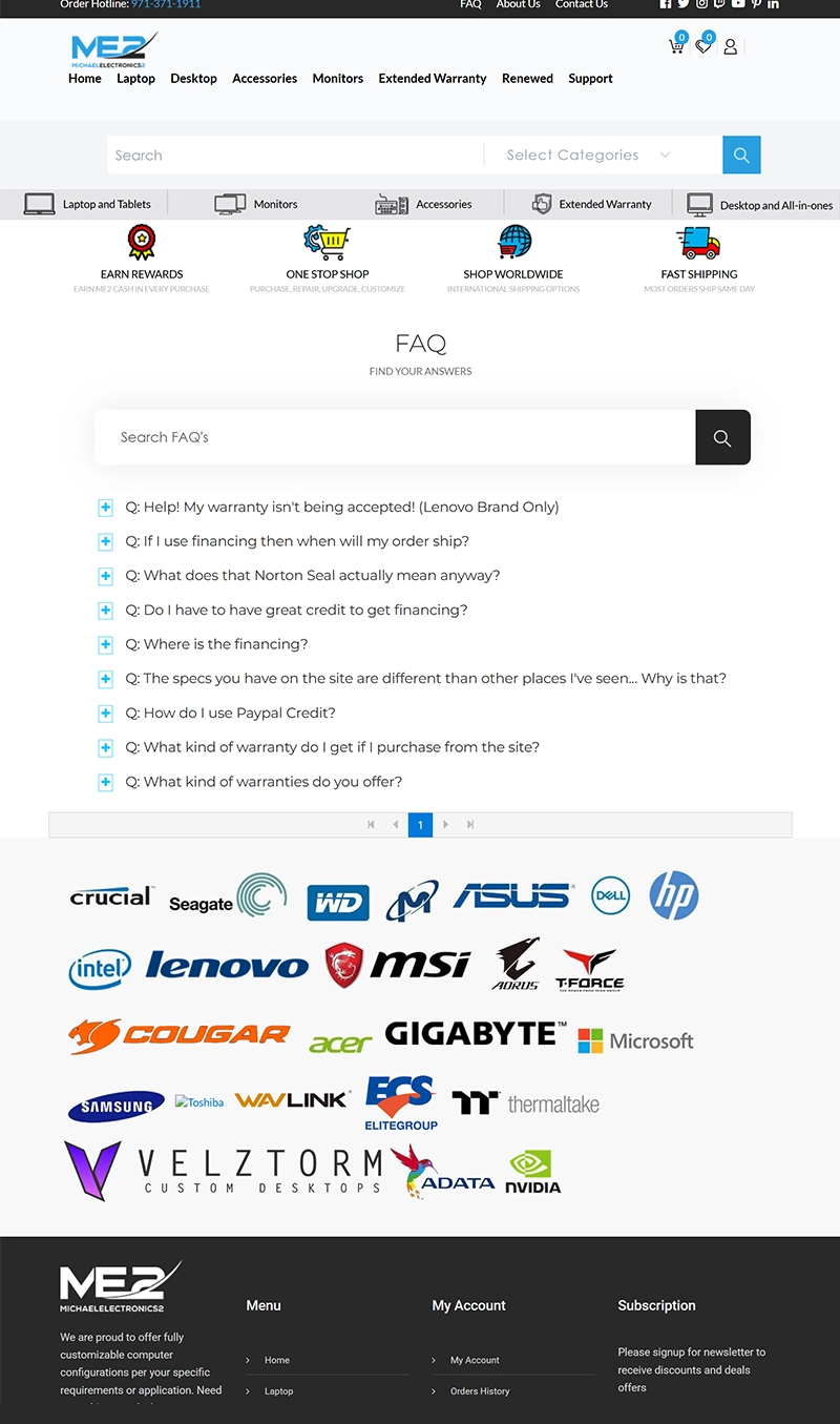 Michael Electronics eCommerce Website Development in Angular