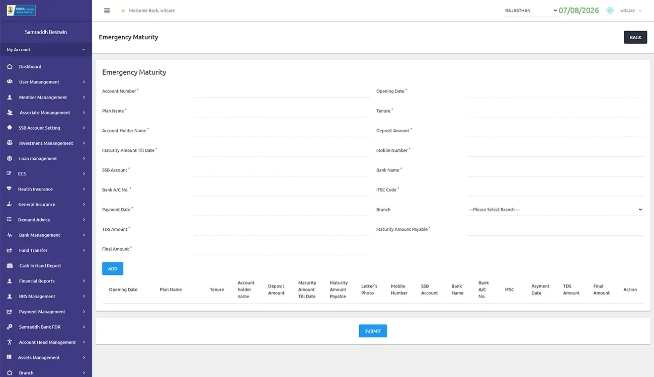 Samraddh Emergency Maturity Overview