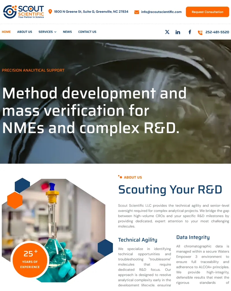 Scout Scientific – WordPress Development for Analytical R&D Services