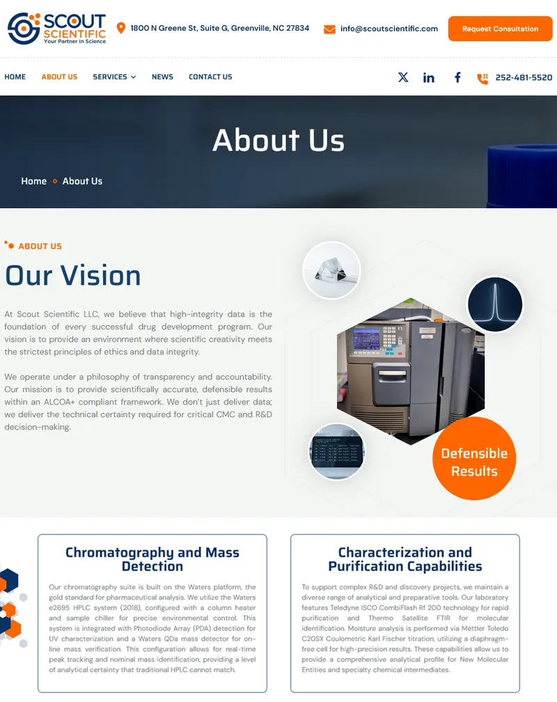 Scout Scientific – WordPress Development for Analytical R&D Services