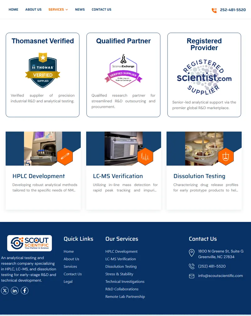 Scout Scientific – WordPress Development for Analytical R&D Services