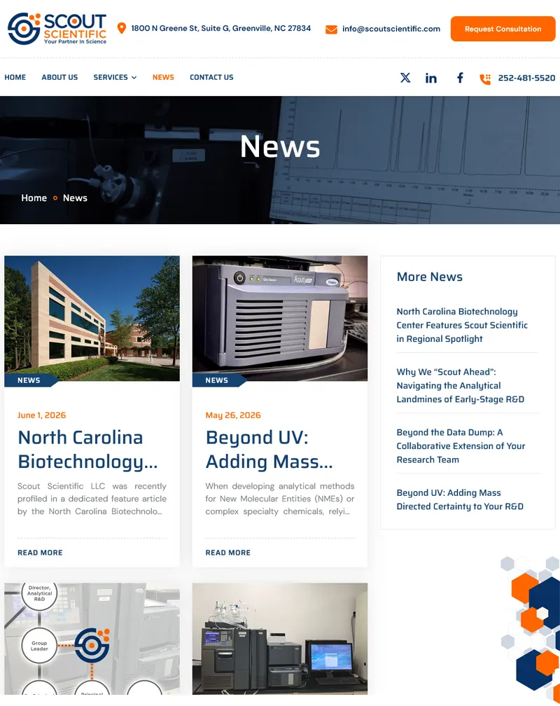 Scout Scientific – WordPress Development for Analytical R&D Services
