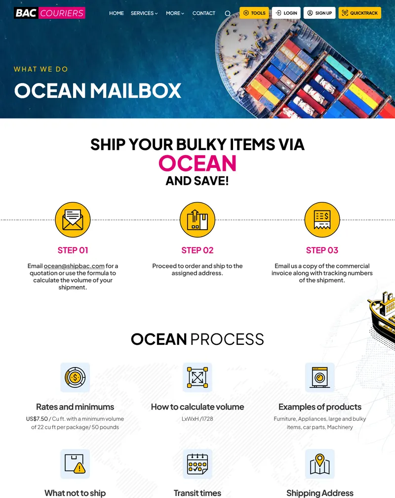 ShipBAC – WordPress Development for International Shipping & Mailbox Services