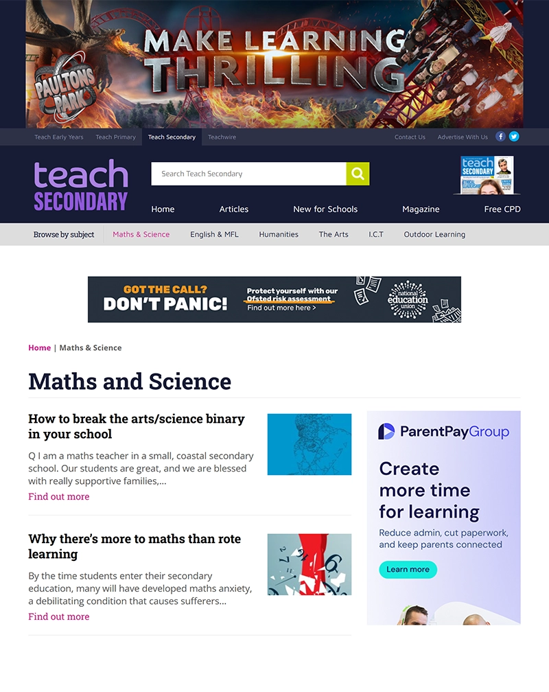 Teach Secondary – ExpressionEngine Education Content Website Development