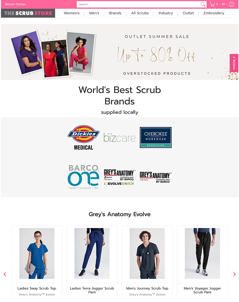 The Scrub Store Shopify eCommerce Store