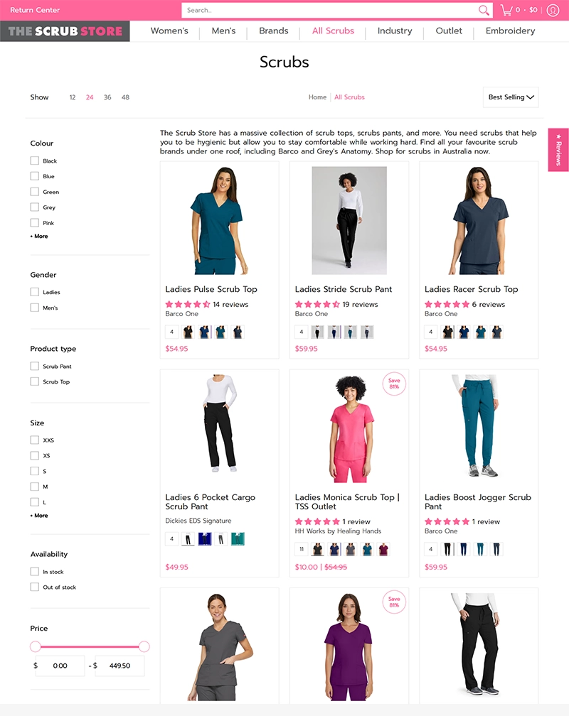 The Scrub Store Shopify eCommerce Store