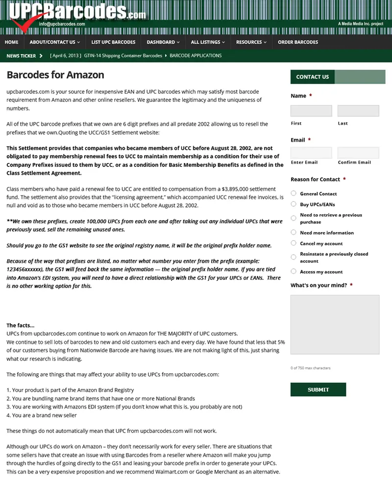 UPC Barcodes – Wordpress Website Development
